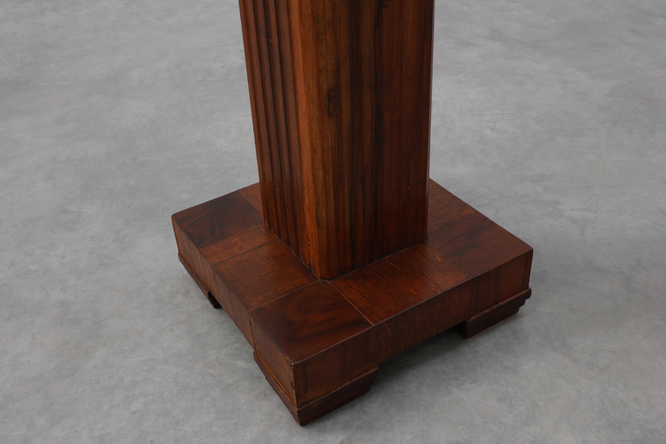 Art Deco oak and red marble pedestal or side table, France 1920sthumbnail